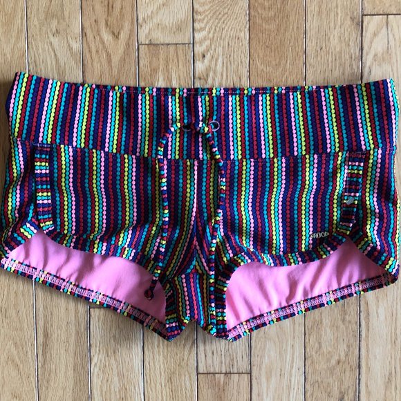 Brand New Women's Roxy Boy-Cut  Multi-coloured Bikini Bottoms - Picture 1 of 7